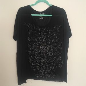 Oversized metallic black graphic tee